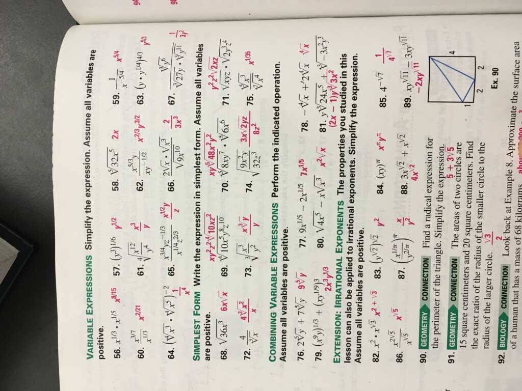 Algebra II Pre AP MR G - Pre Ap Algebra 2 Summer Review Worksheet Answers