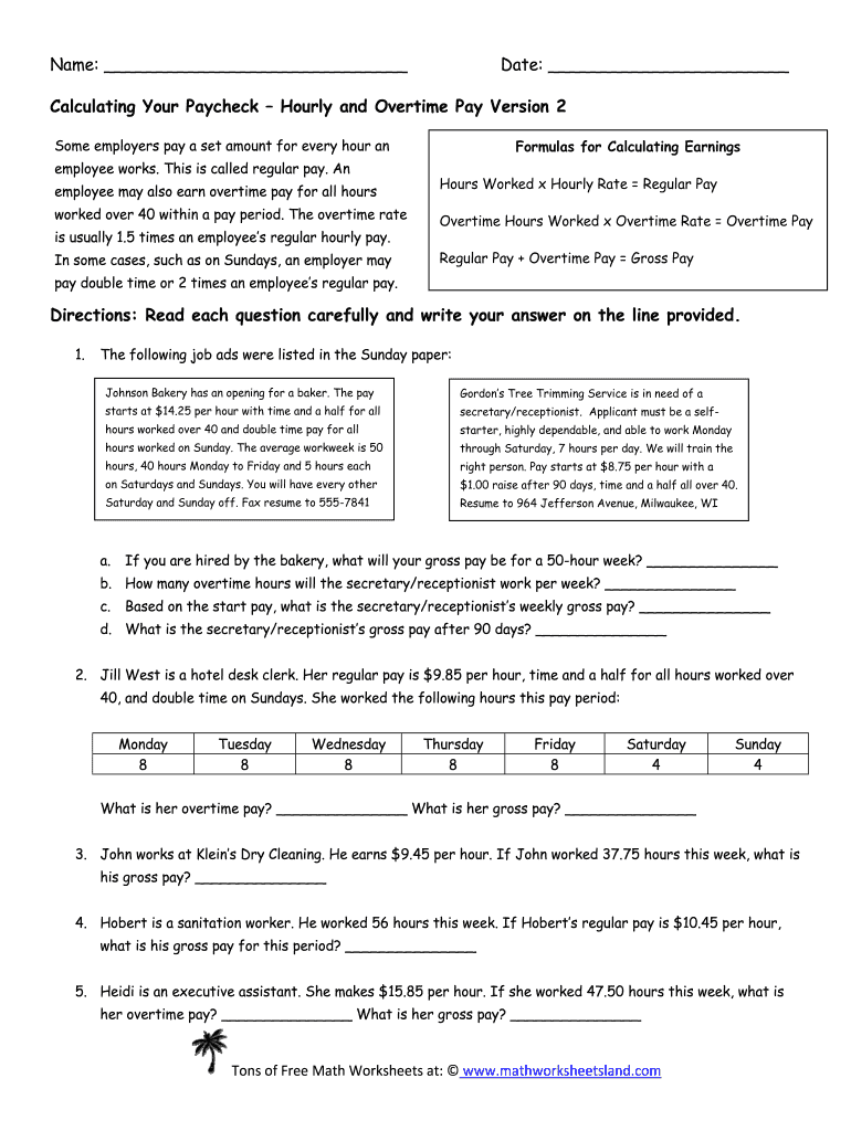 Calculating Your Paycheck Salary Worksheet 1 - Wmu Summer Salary Worksheet