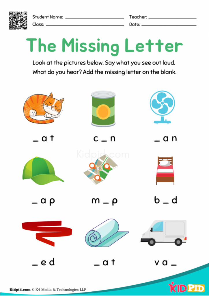 Colorful English Spelling Missing Letter Activity Printable Worksheet  - Hard Fill In Missing Letter Summer Worksheets