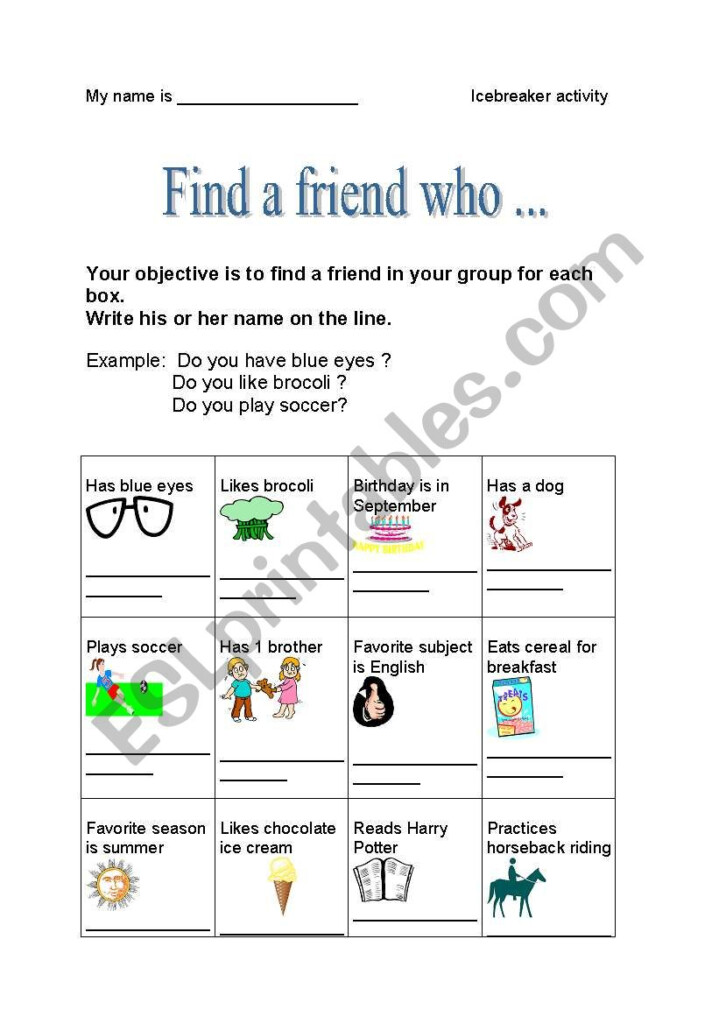 Find A Friend Worksheets - Summer Break Find A Friend Worksheet
