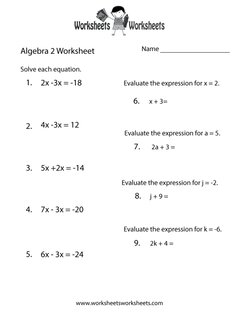 Free Printable Algebra 2 Review Worksheet - Pre Ap Algebra 2 Summer Review Worksheet Answers