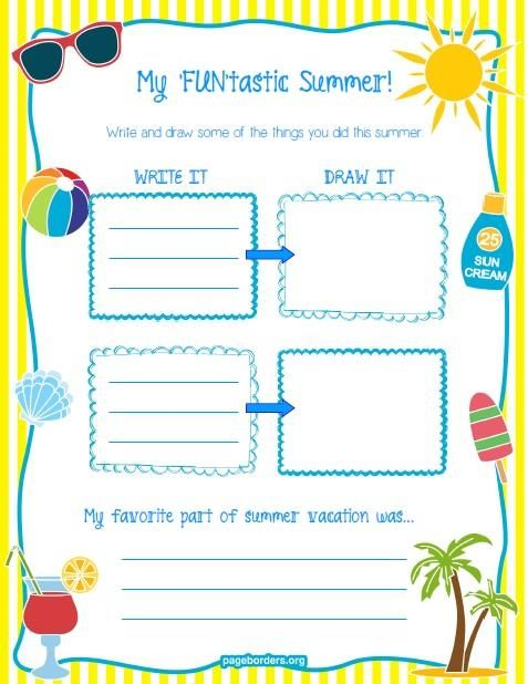 FREE Printable Worksheet That Provides A Fun Way For Students To Share  - Summer Holiday Homework Worksheets For Kindergarten