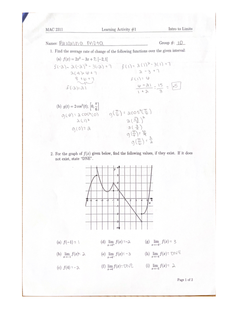 Learning Activity 1 MAC 2311 Studocu - Mac 2311 Worksheet 1 Summer 2024 Solutions Fiu