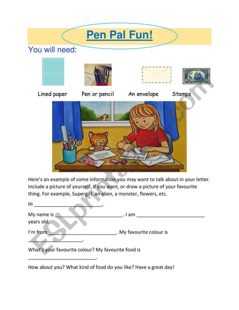 Pen Pal Exercise ESL Worksheet By Winterkanbcold - Summer Camp Penpal Worksheet