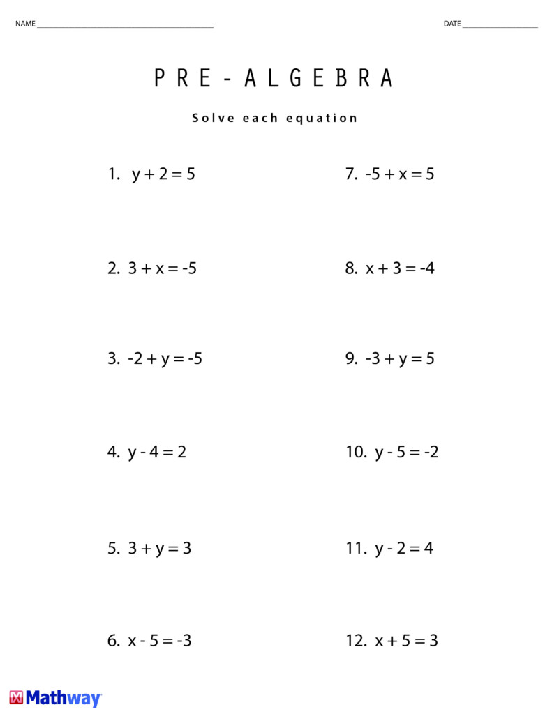 Pre Algebra Practice Worksheet - Summer Prealgebra Practice Worksheets