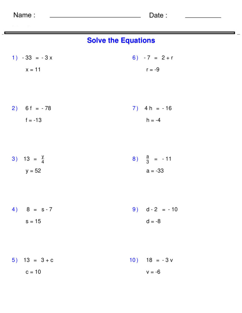 Pre Algebra Worksheets - Summer Pre Algebra Worksheets