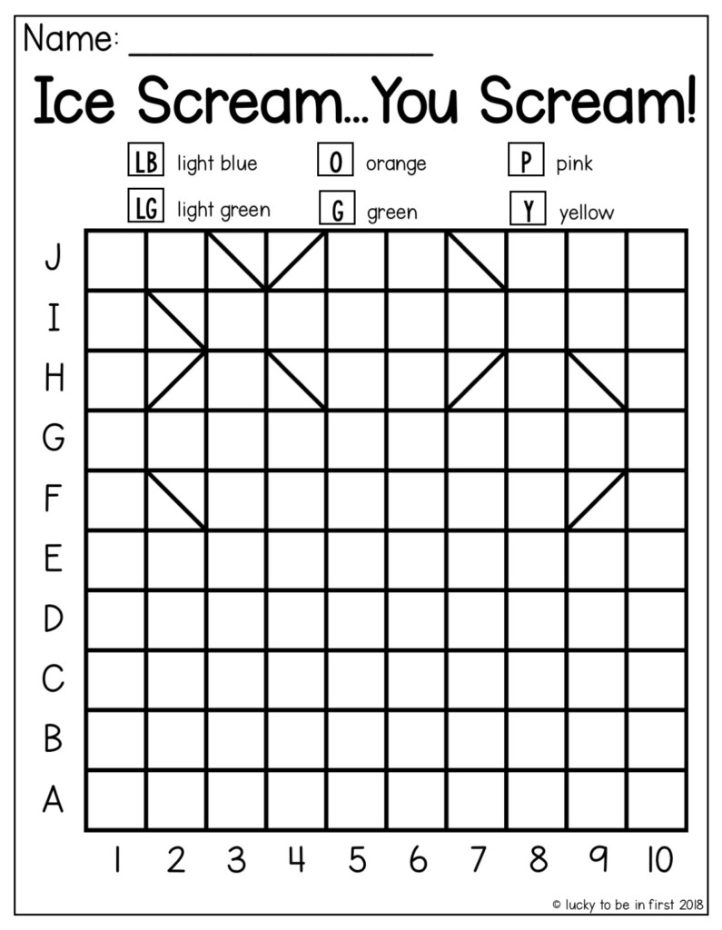 Printable Mystery Grid Coloring Pages Summer Themed Coloring Grids - Summer Math Mystery Coloring Worksheets