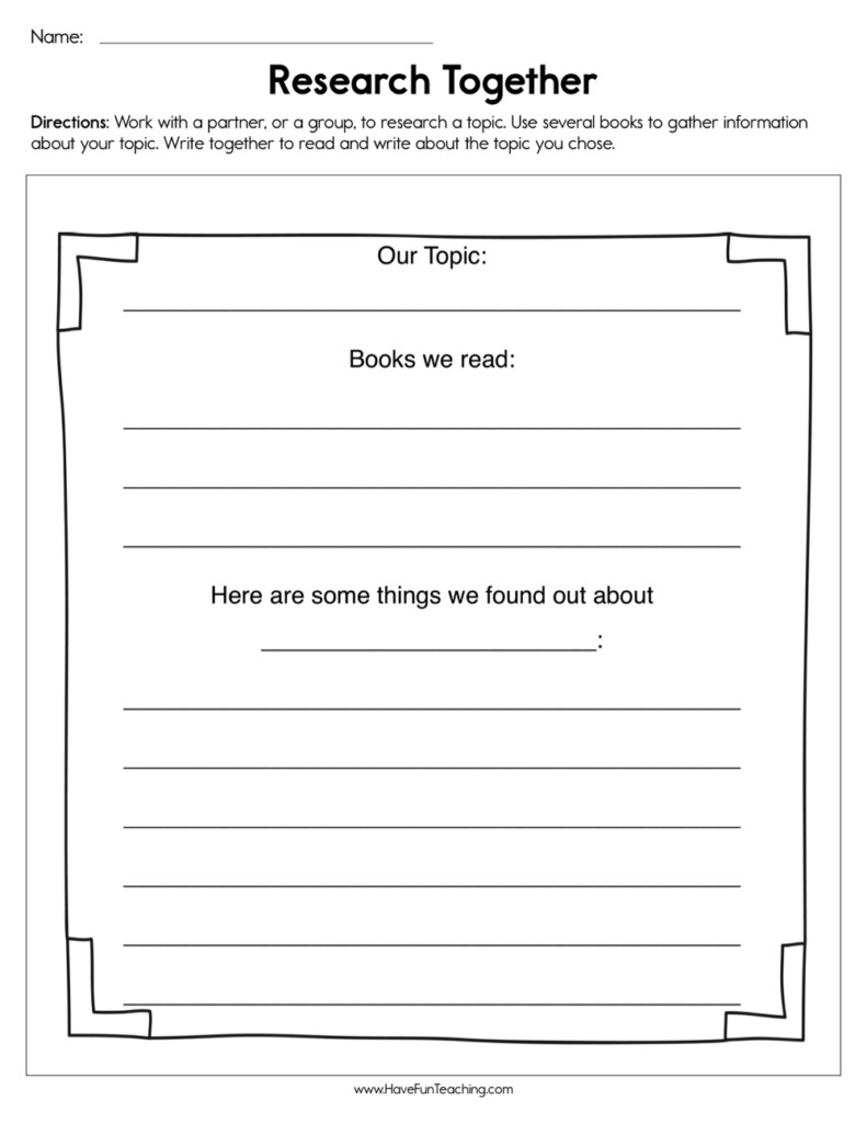 Research Together Worksheet Have Fun Teaching - Summer Research Worksheet