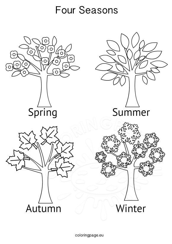 Seasons Activities Four Seasons Tree Coloring Page - Spring And Summer Tree Worksheets