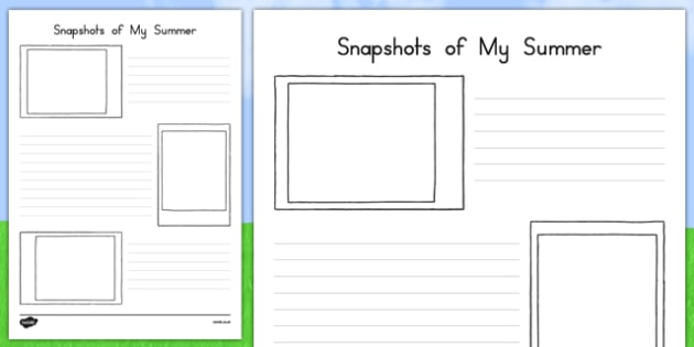 Snapshots Of My Summer Activity Sheet Worksheet - Snapshot Of My Summer Free Worksheet