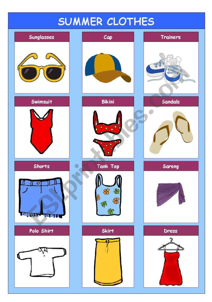 Summer Clothes ESL Worksheet By Stainboy76 - Summer Clothing Worksheet