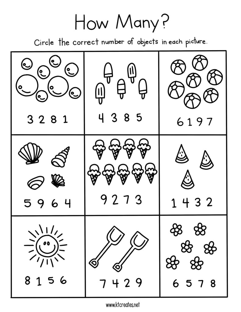 Summer Counting Objects Printable Activity downloadable Etsy - Summer Counting Worksheet