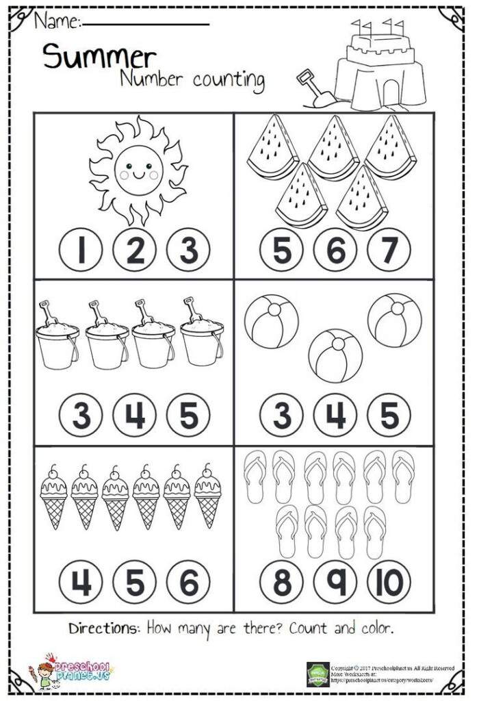Summer Counting Practice Worksheet - Summer Counting Worksheet