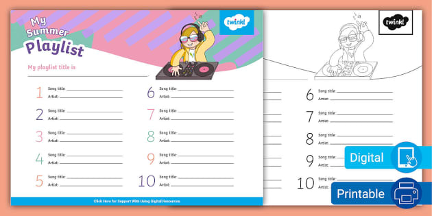 Summer Playlist Activity Summer Resources Twinkl USA - Solve The Summer Playlist Worksheet Answers