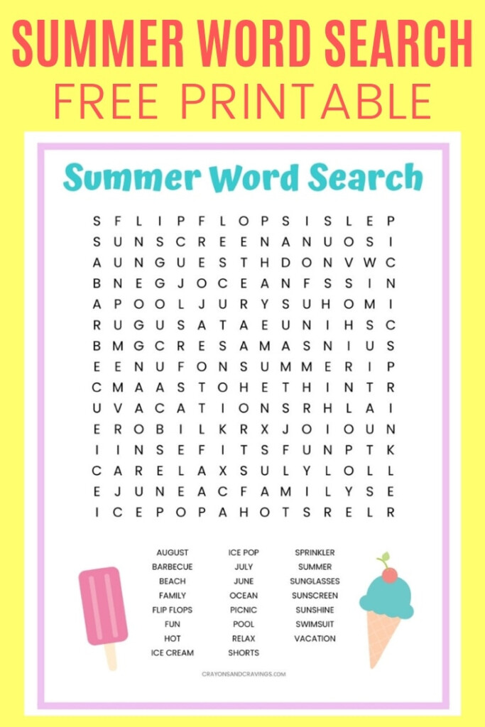 Summer Word Search FREE Printable Worksheet For Kids - Summer Worksheets For Kids Word Search