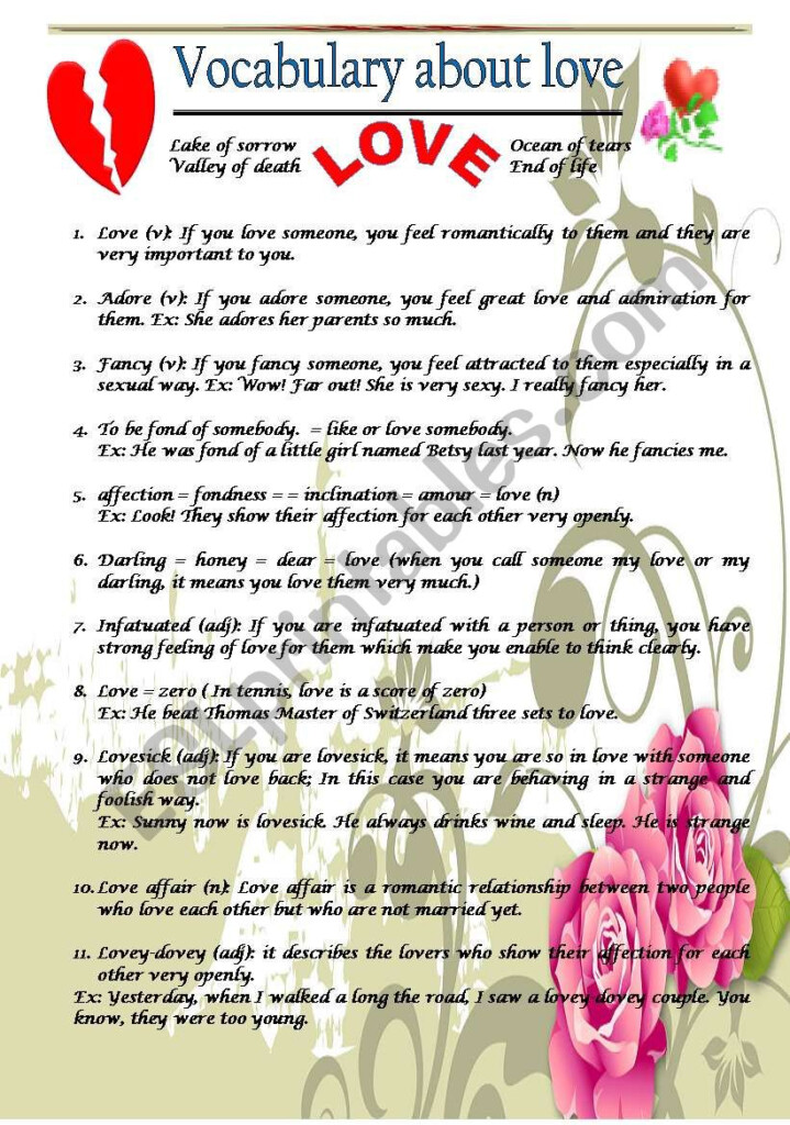 Vocabulary About Love ESL Worksheet By Nasam - American Experience Summer Of Love Worksheet