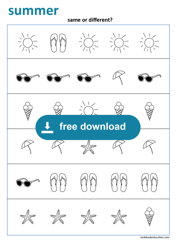 Worksheet Summer Same Or Different LookbookEducation - Summer Same Or Different Work Worksheet